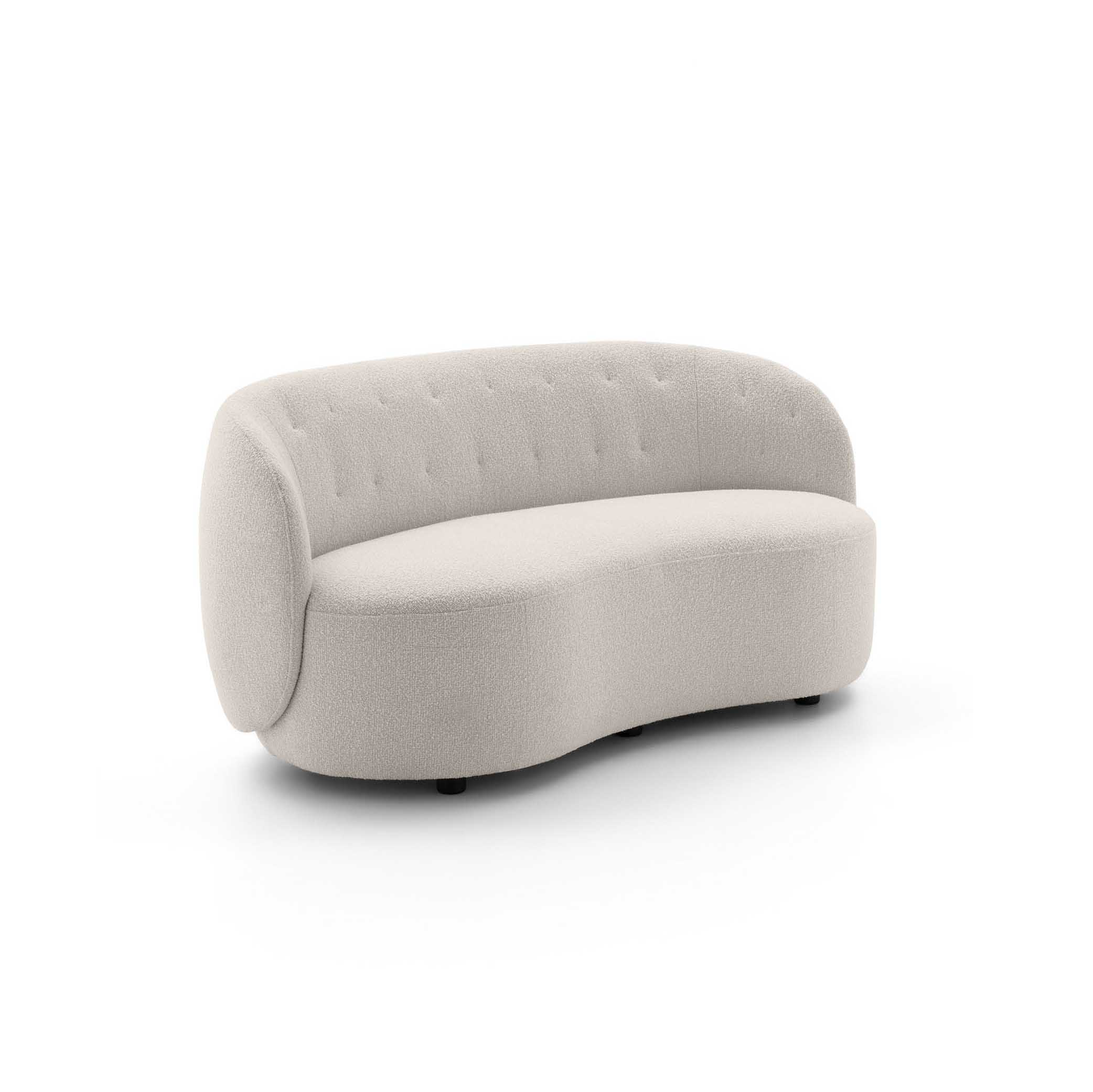 Loveseat curvilineo bianco con trapuntatura sullo schienale