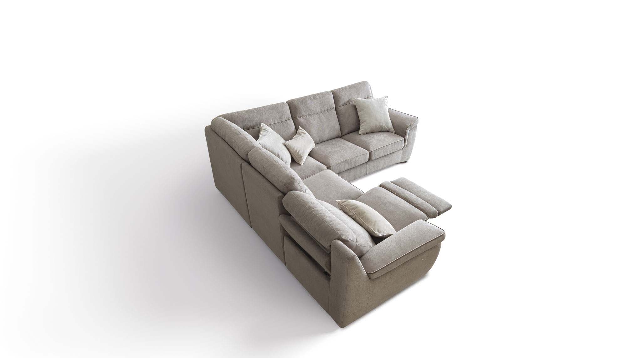 Divano configurato a L con meccanismo relax esteso