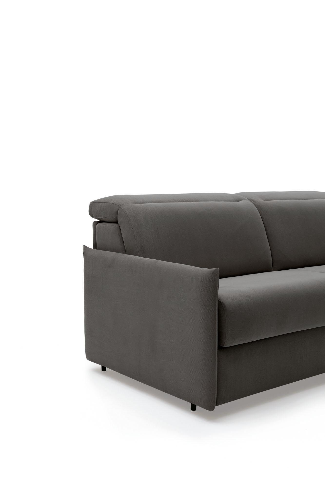 Divano letto Barbados in versione grigio scuro con bracciolo Slim