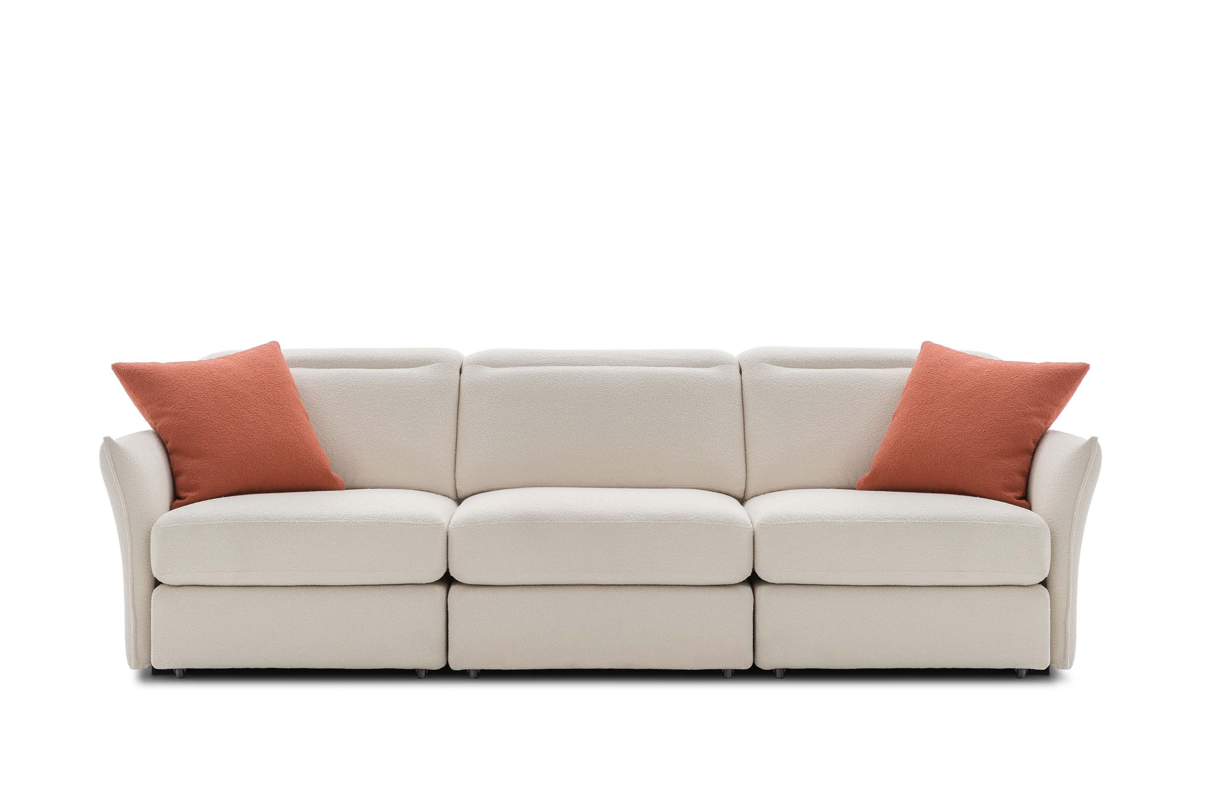 Braccioli sottili per un divano moderno e salvaspazio. Divano in tessuto bianco Dandy 003 LeComfort