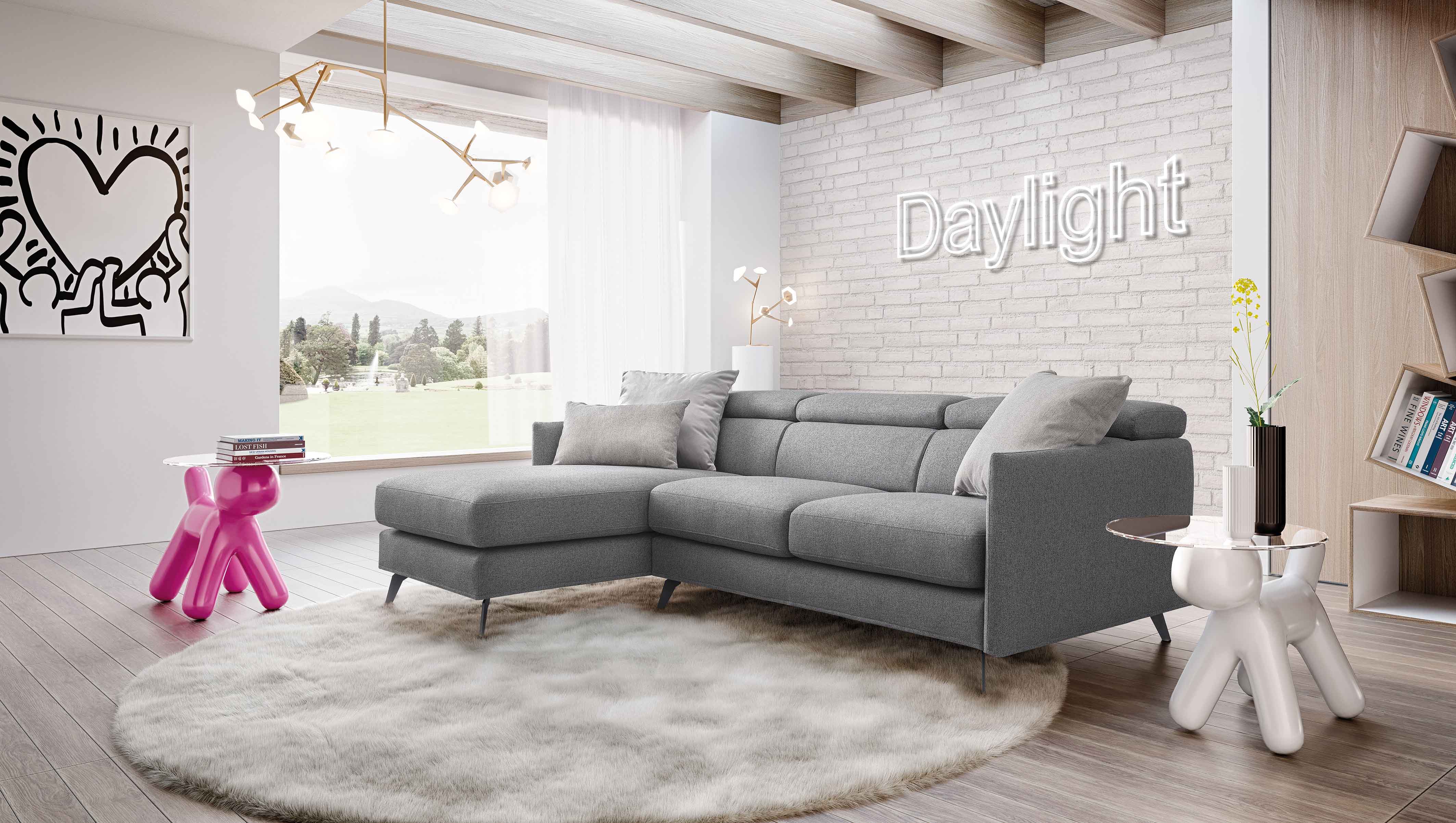 Divano Vanessa moderno grigio sfoderabile e lavabile