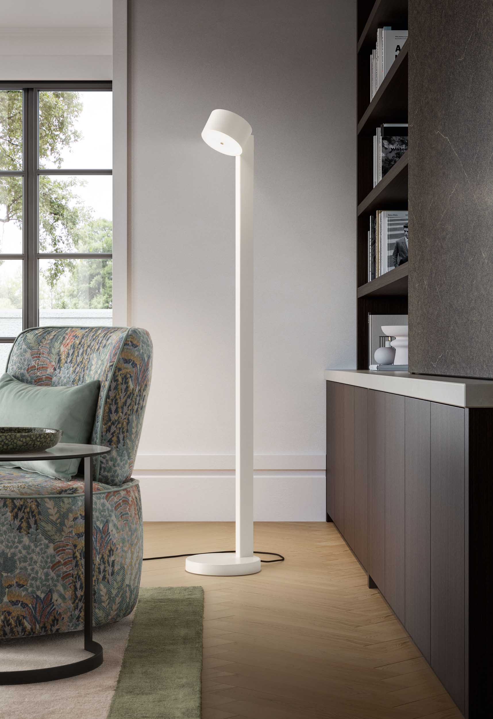 Lampada moderna e minimal bianca da terra