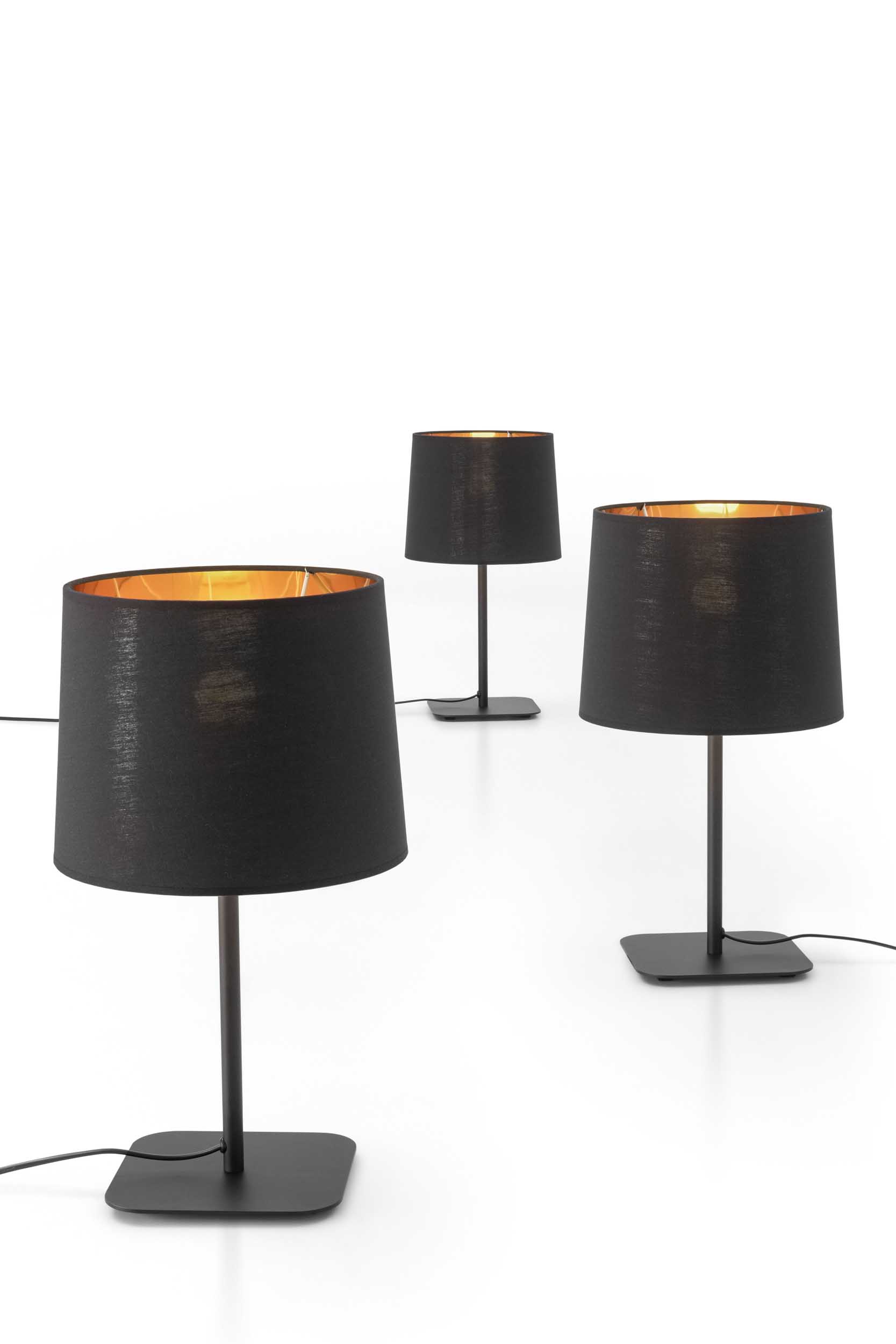 Set di lampade da comodino con paralume in tessuto nero