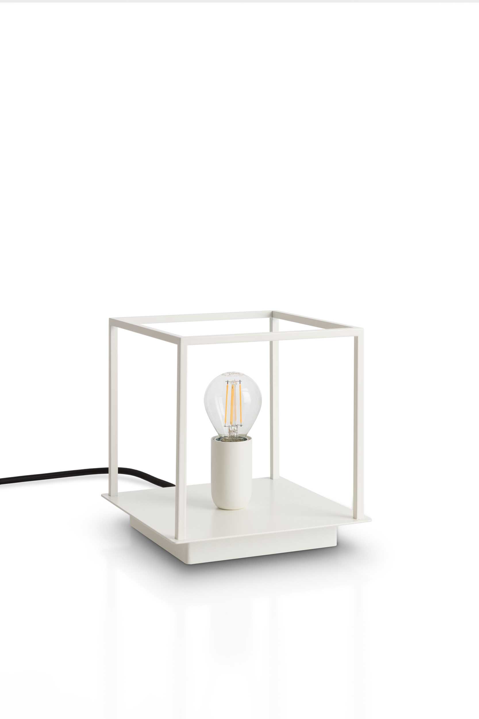 Lampada Link da tavolo con design a gabbia di colore bianco