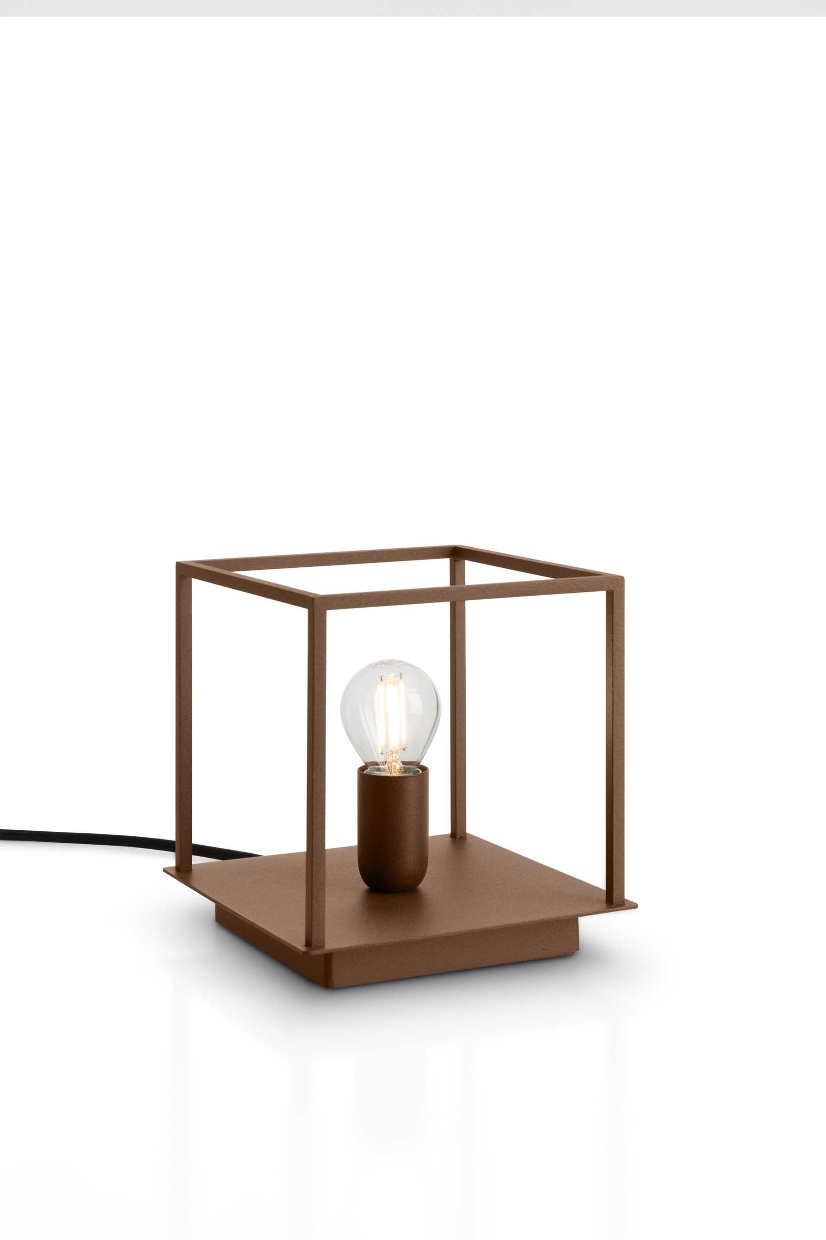 Lampada Link da tavolo con design a gabbia di colore corten