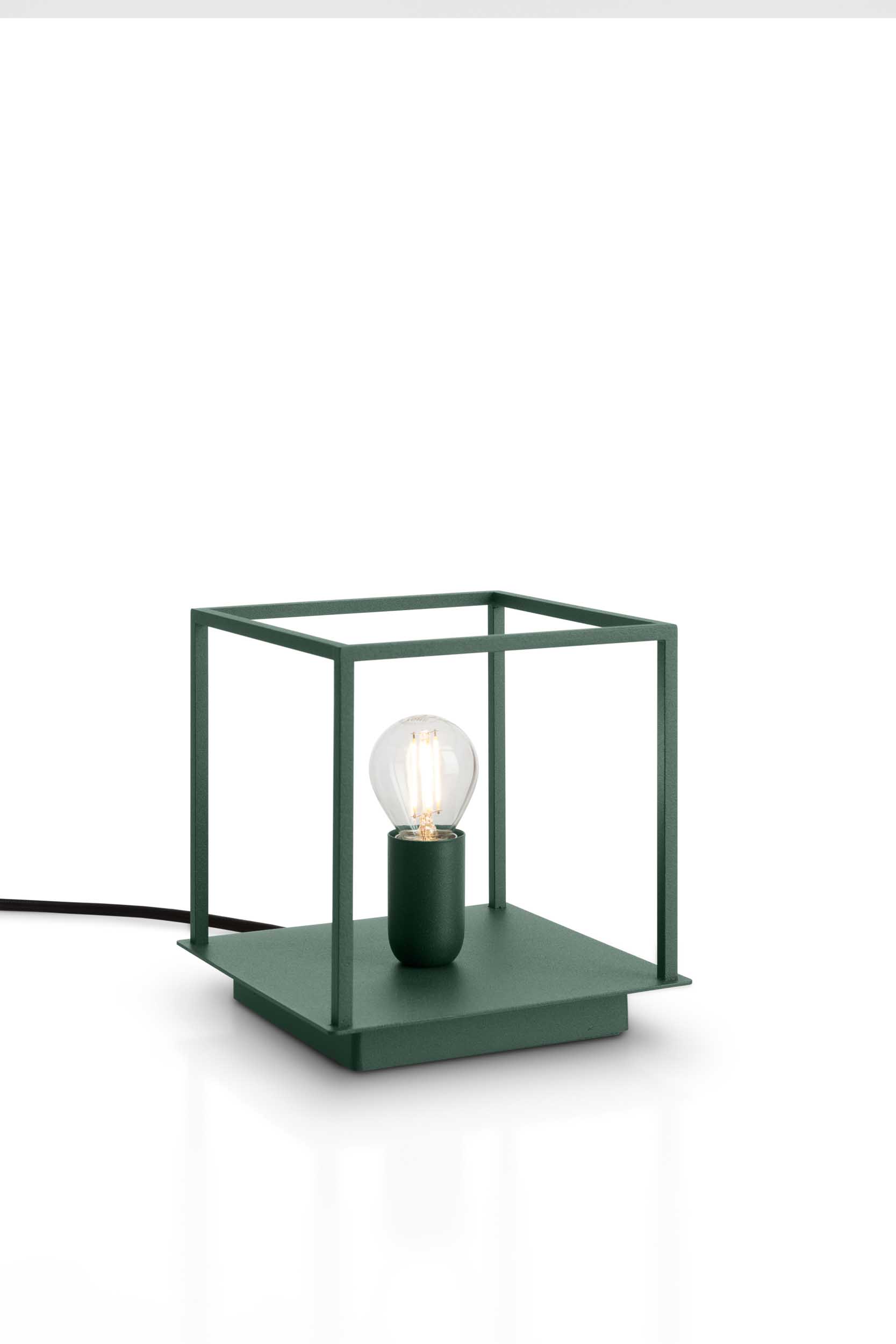 Lampada Link da tavolo con design a gabbia di colore verde bottiglia