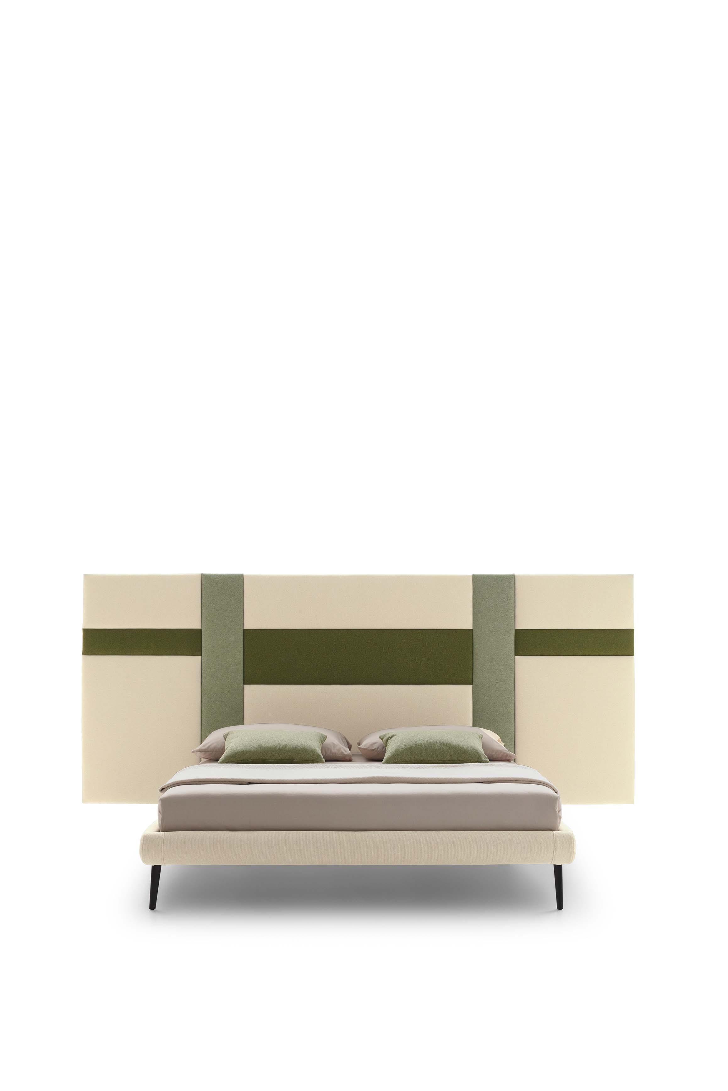 Letto matrimoniale con testiera Ground con trapuntature orizzontale