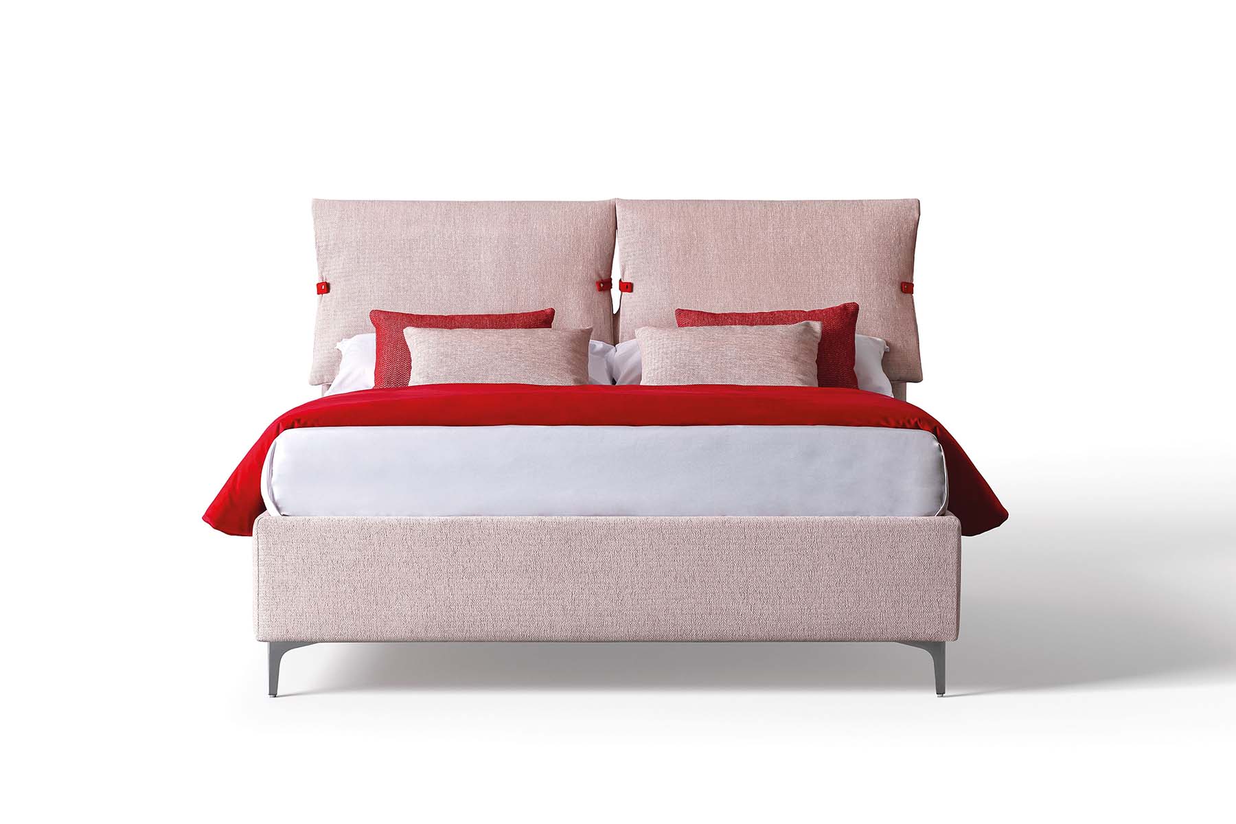 Letto Primrose in tessuto materico sfoderabile e lavabile color rosa e rosso