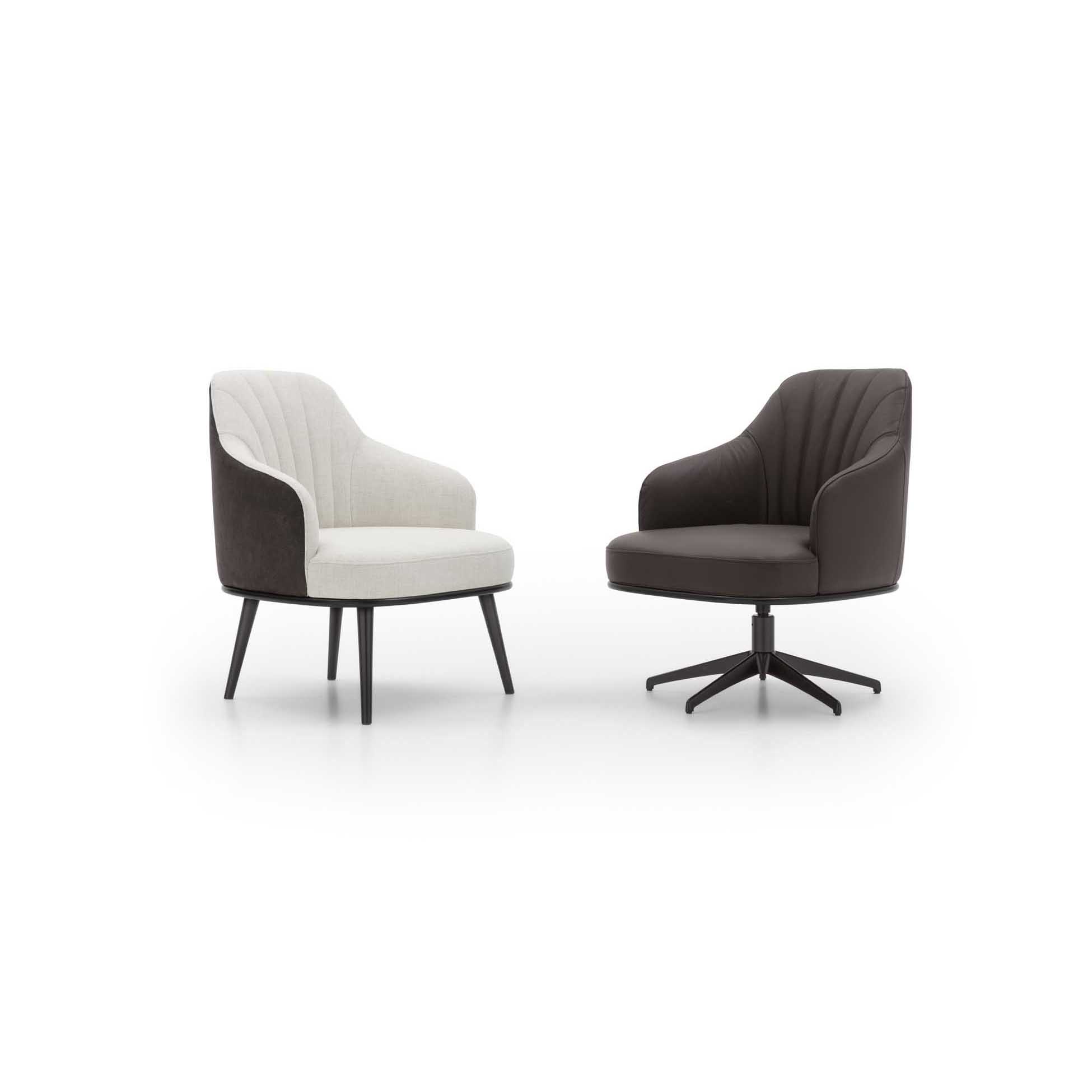 Poltroncine moderne a base fissa e girevole bianca e nera