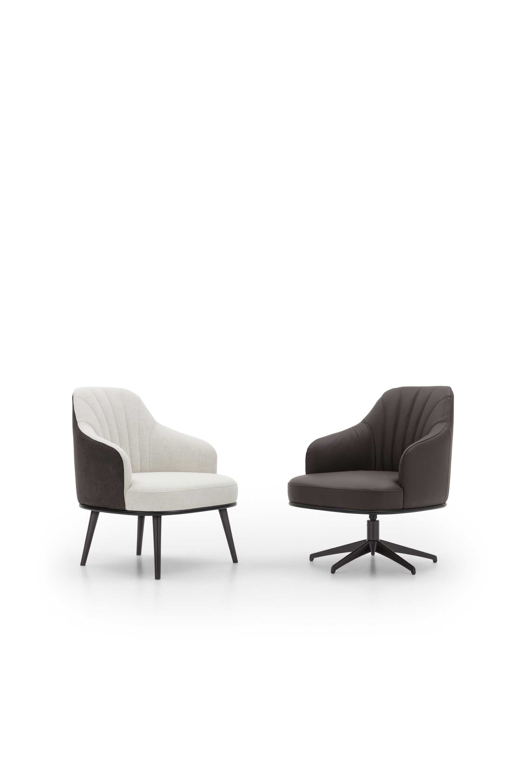 Poltroncine moderne a base fissa e girevole bianca e nera