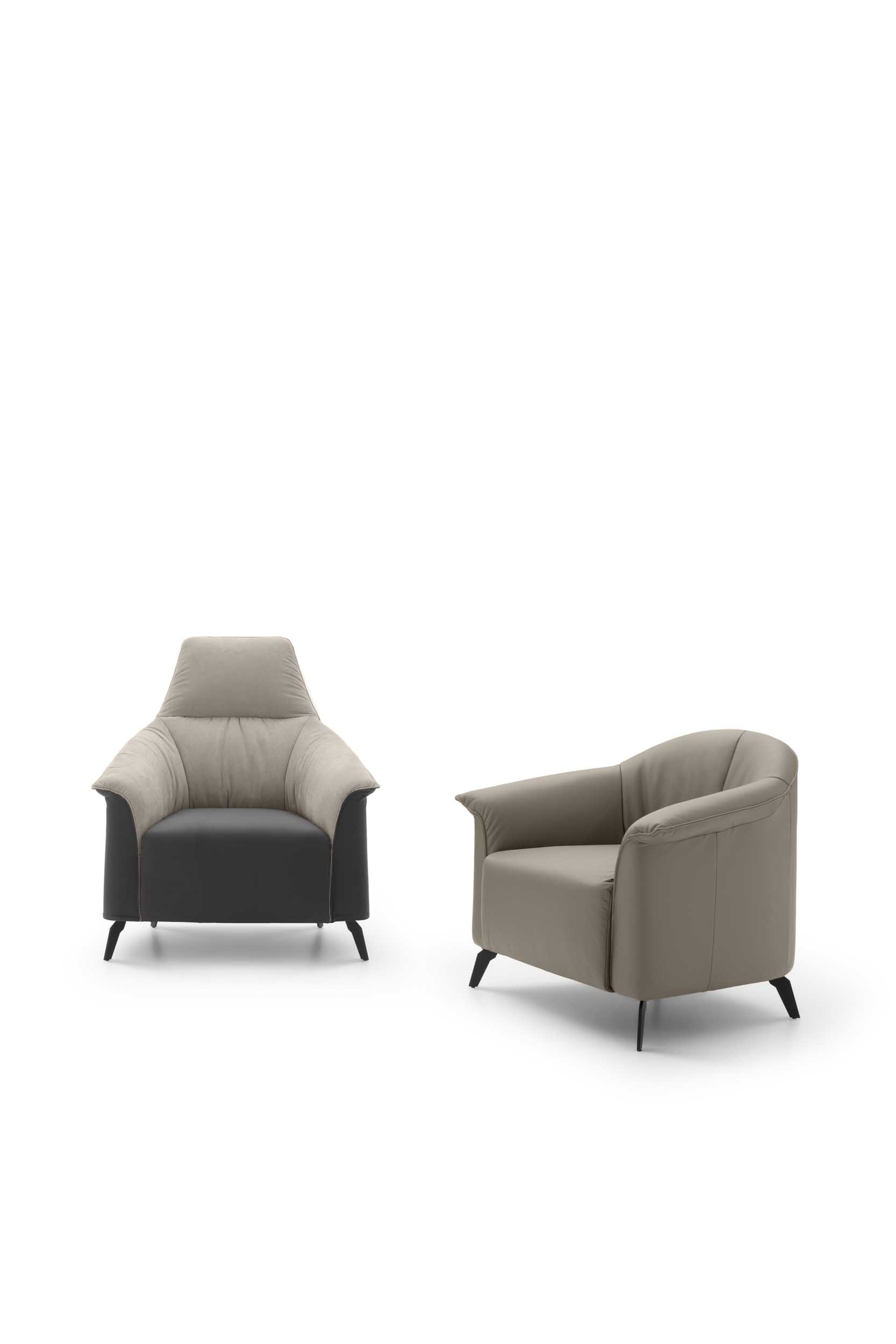Poltroncina in versione con schienale alto e basso monocromatica o multicolore
