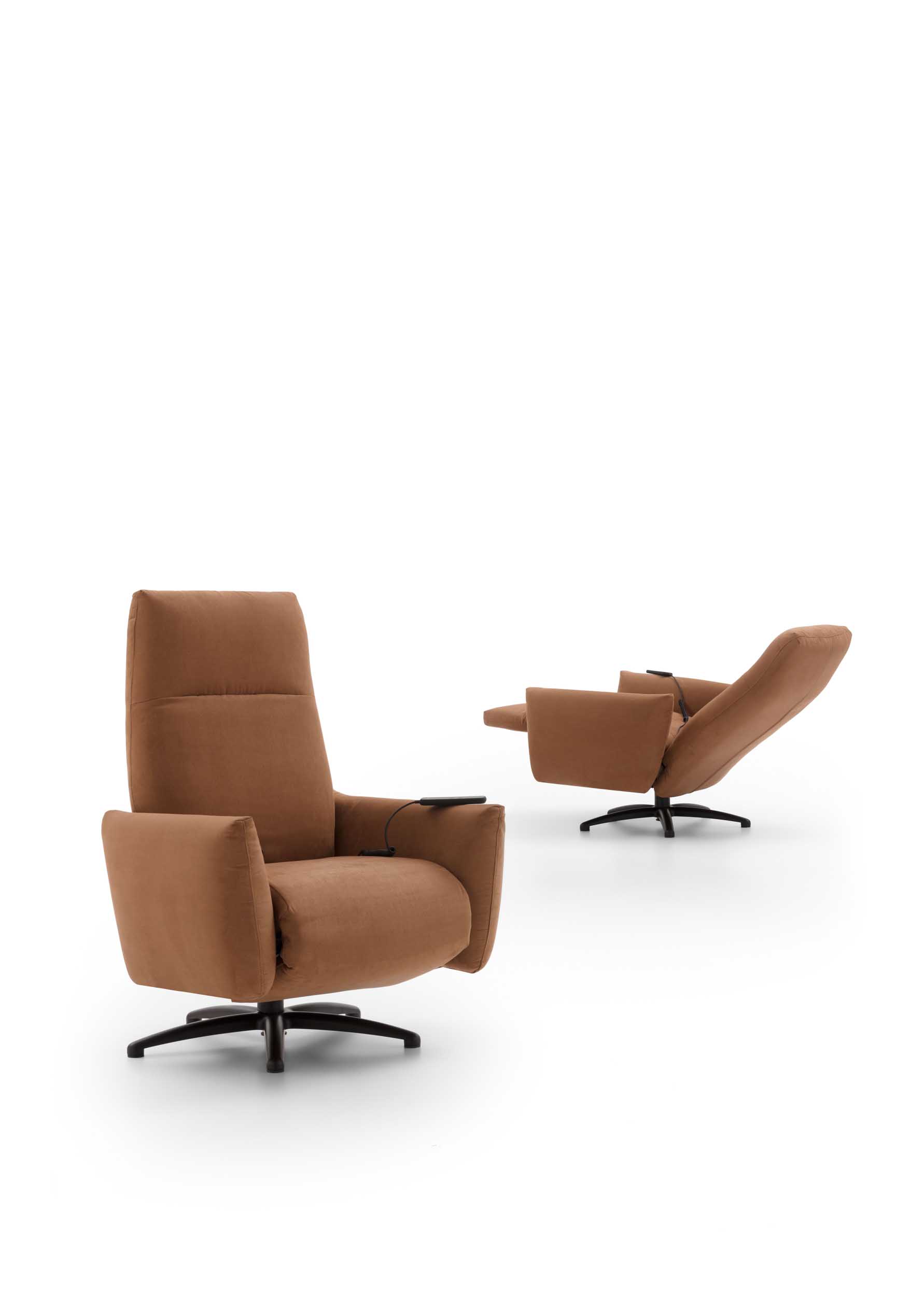 Poltrona di design reclinabile con meccanismo relax elettrico color mattone