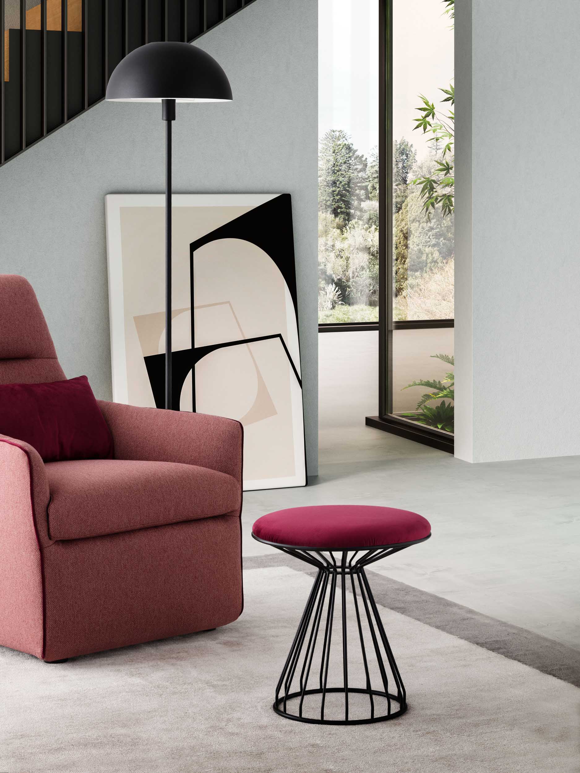 Pouf colorato moderno e industrial